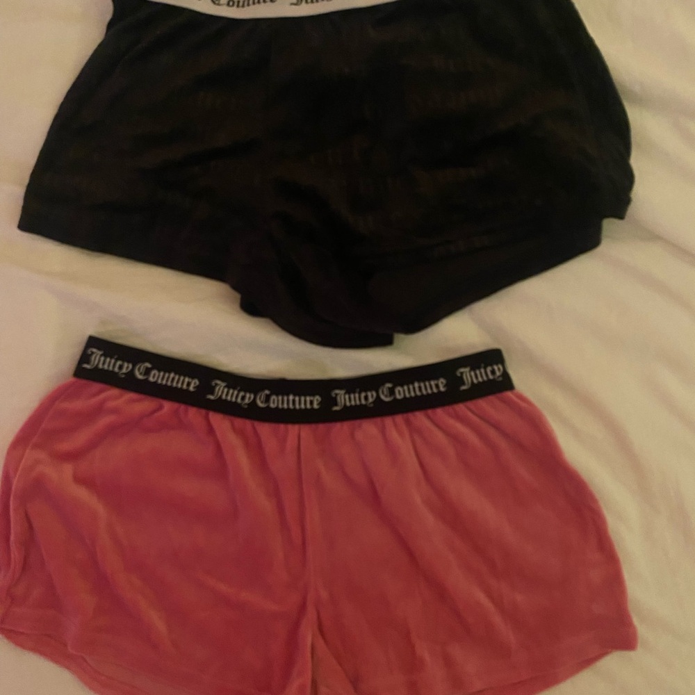 Juicy Couture Black and Pink Velvet Shorts